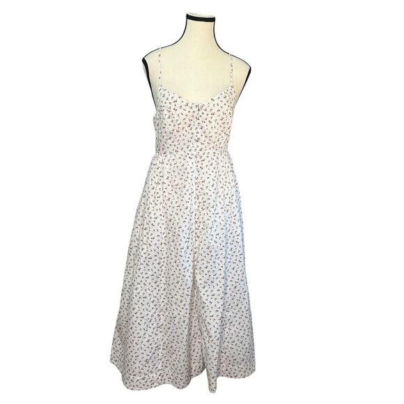 Madewell Alexa Bodice Button Down Midi Dress Dainty Floral Sz 2 Crisscross Back - Picture 2 of 13
